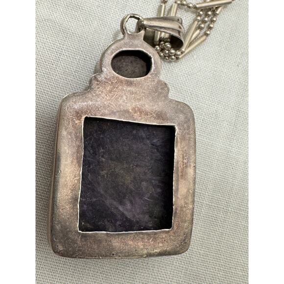 Native American Sterling Silver Purple Charoite Pendant Statement Necklace - Picture 7 of 13